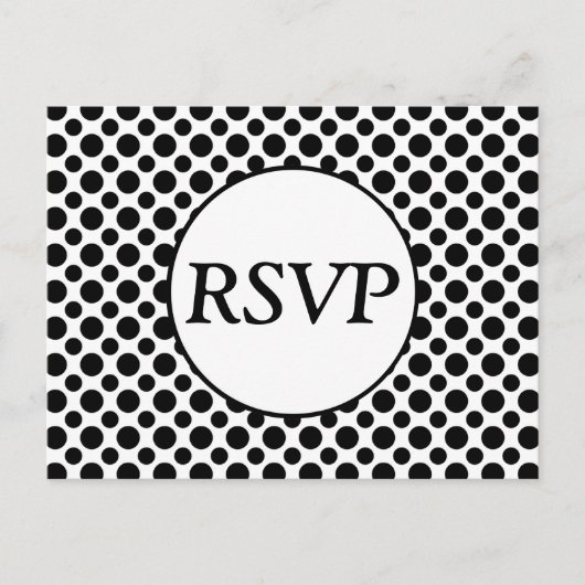 RSVP Custom Black Polka Dot Briefkaart (Voorkant)