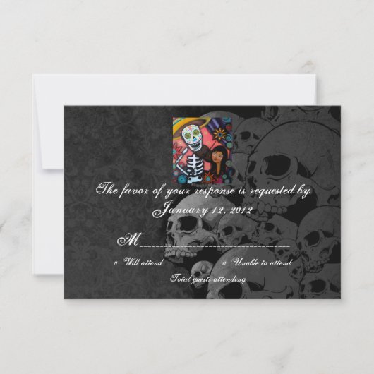 RSVP Dag van de dode bruiloft kaarten Kaartje (Voorkant)