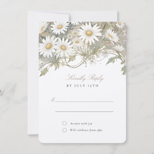 RSVP Daisies Wedding Reply Kaart (Voorkant)