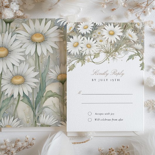 RSVP Daisies Wedding Reply Kaart