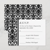 RSVP Damask Black en White Wedding (Voorkant / Achterkant)