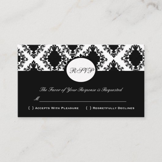RSVP Damask Custom Wedding Response Kaart (Voorkant)