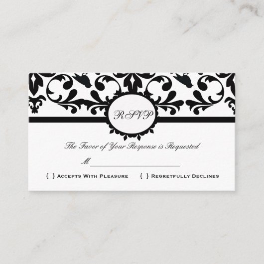 RSVP Damask  Custom Wedding Response Kaart (Voorkant)