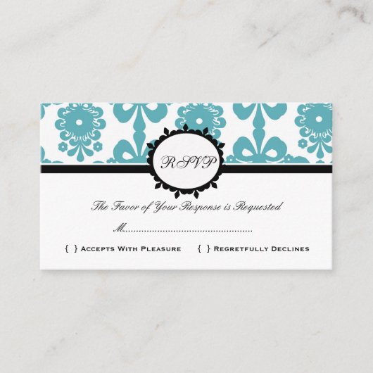 RSVP Damask  Custom Wedding Response Kaart (Voorkant)
