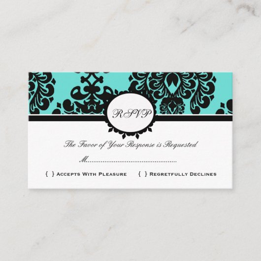 RSVP Damask Custom Wedding Response Kaart (Voorkant)