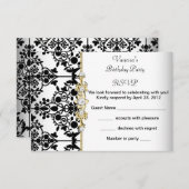 RSVP Damask Verjaardagsfeest Goud Zwart Wit Bloeme (Voorkant / Achterkant)