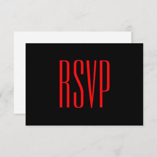 RSVP Damask Wedding V09 (zwart en rood) (Voorkant / Achterkant)