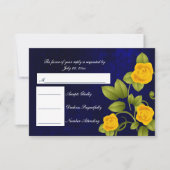 RSVP Dark Blue en Yellow Rose Wedding (Voorkant)