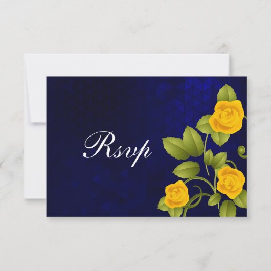 RSVP Dark Blue en Yellow Rose Wedding (Achterkant)