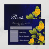 RSVP Dark Blue en Yellow Rose Wedding (Voorkant / Achterkant)
