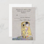 RSVP "De Kus" Klimt Art Nouveau Bruiloft Kaart (Voorkant / Achterkant)