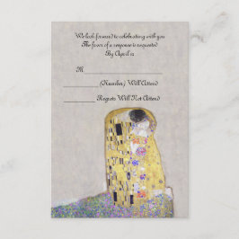 RSVP "De Kus" Klimt Art Nouveau Bruiloft Kaart