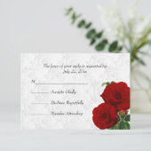 * RSVP Deep Red Rose Floral Wedding Kaartje (Staand voorkant)