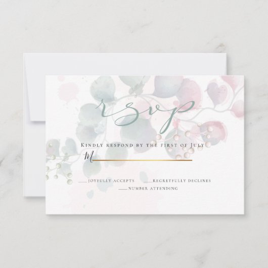 RSVP | Delicate Waterverf Eucalyptus gebladerte Kaart (Voorkant)