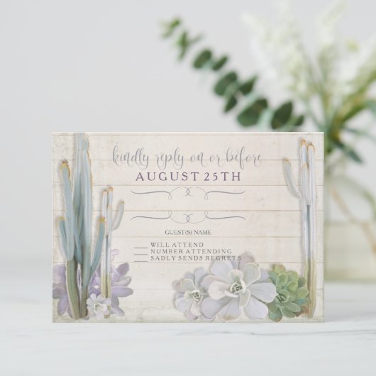 RSVP Desert Cactus Succulent Moderne Typografie (Staand voorkant)