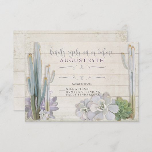 RSVP Desert Cactus Succulent Moderne Typografie (Voorkant / Achterkant)