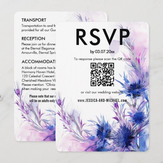 💍RSVP + DETAILS Korenbloem Reverie Informatiekaartje (Voorkant / Achterkant)