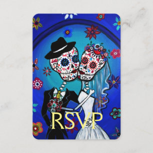 RSVP Dia de los Muertos Wedding Response Card Kaartje