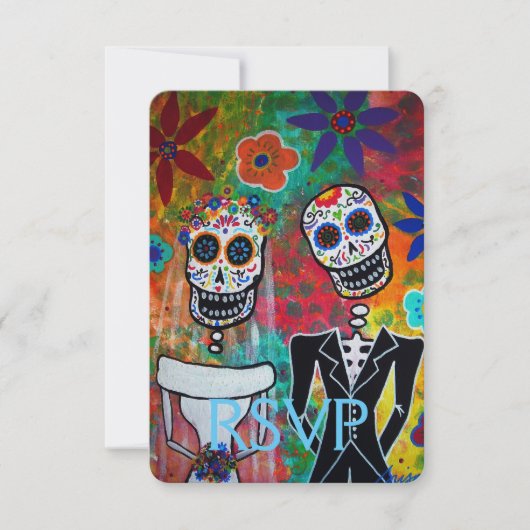 RSVP Dia de los Muertos Wedding Response Kaart (Voorkant)