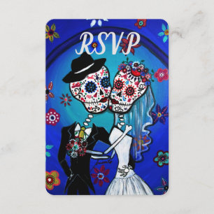 RSVP Dia de los Muertos Wedding Response Kaart