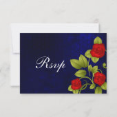 RSVP Donkerblauw en Rood Rose Bruiloft (Achterkant)