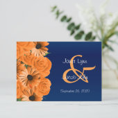 RSVP Donkerblauw met Oranje Rozen (Staand voorkant)