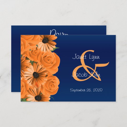 RSVP Donkerblauw met Oranje Rozen (Voorkant / Achterkant)