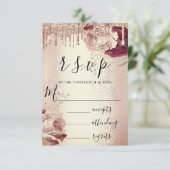 RSVP Drips Bruiloft Marsala Bloemen Roos Bourgondi (Staand voorkant)