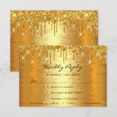 RSVP Drips Goud Glans Bruiloft Jubileum Lux Kaartje (Voorkant / Achterkant)