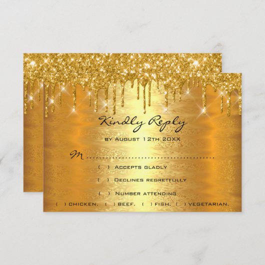 RSVP Drips Gouden Vonk Bruiloft Jubileum Lux (Voorkant / Achterkant)