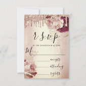 RSVP Drips Wedding Marsala Florals Roos Burgundy (Voorkant)