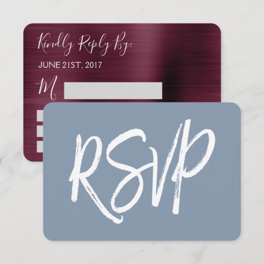 RSVP - Dusty Blue en Cranberry Bourgondië (Voorkant / Achterkant)