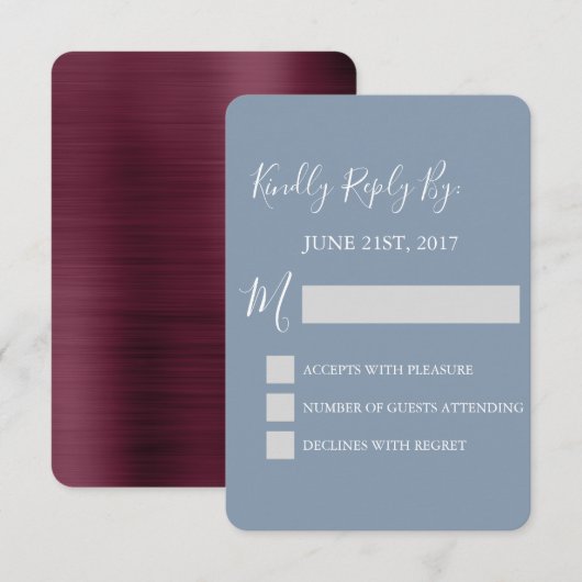 RSVP - Dusty Blue Wedding Response Card (Voorkant / Achterkant)