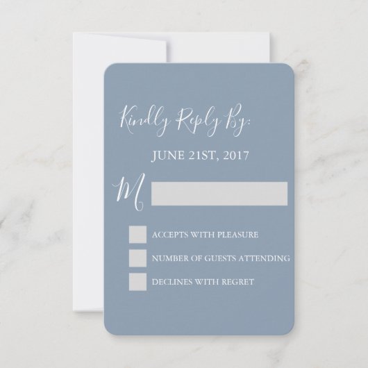 RSVP - Dusty Blue Wedding Response Card (Voorkant)