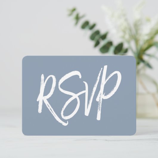 RSVP - Dusty Blue Wedding Response Card (Staand voorkant)