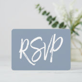 RSVP - Dusty Blue Wedding Response Card Kaartje (Staand voorkant)