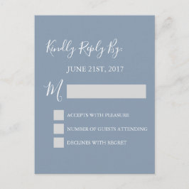 RSVP - Dusty Blue Wedding Response Card Uitnodiging Briefkaart