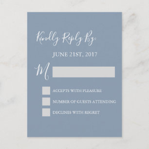 RSVP - Dusty Blue Wedding Response Card Uitnodiging Briefkaart
