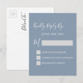 RSVP - Dusty Blue Wedding Response Card Uitnodiging Briefkaart (Voorkant / Achterkant)