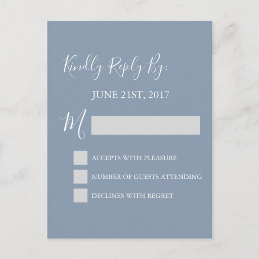 RSVP - Dusty Blue Wedding Response Card Uitnodiging Briefkaart (Voorkant)