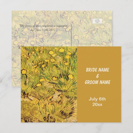 RSVP, een gebied van gele bloemen Uitnodiging Briefkaart (Voorkant / Achterkant)