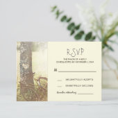 RSVP, een trouwe boom en een fietsenbruiloft RSVP Kaartje (Staand voorkant)
