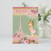 RSVP Eiffel Tower Princess Baby shower Kaartje (Staand voorkant)