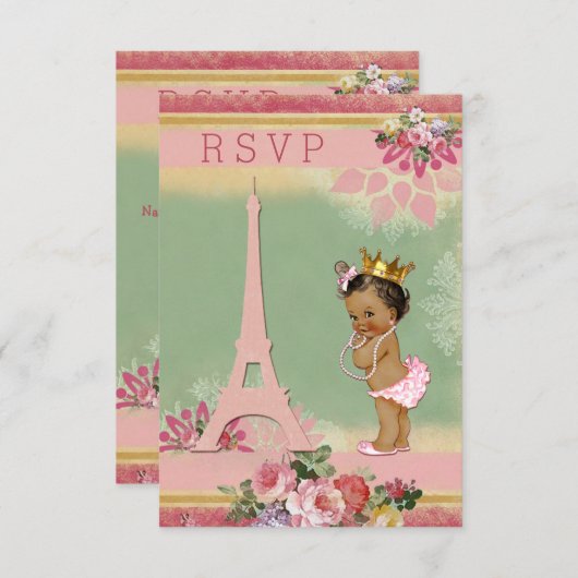 RSVP Eiffeltoren Etnische Prinses Baby shower (Voorkant / Achterkant)