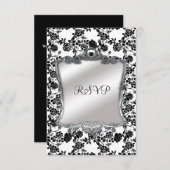 RSVP Elegant 50ste verjaardag Zilver Zwart Wit Fl (Voorkant / Achterkant)