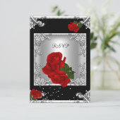 RSVP Elegant 50ste Verjaardagsfeest Red Rose Silve (Staand voorkant)