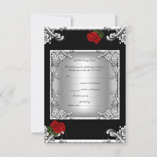 RSVP Elegant 50ste Verjaardagsfeest Red Rose Silve (Achterkant)