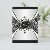 RSVP Elegant Birthday Leopard Zebra Black White Kaart (Staand voorkant)