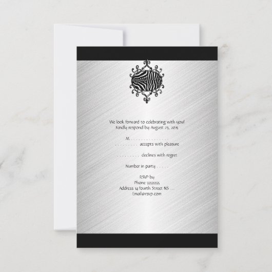 RSVP Elegant Birthday Leopard Zebra Black White Kaart (Achterkant)