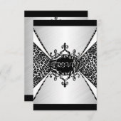 RSVP Elegant Birthday Leopard Zebra Black White Kaart (Voorkant / Achterkant)